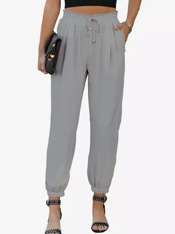 Pants Brick Red Lace Up Raised Waist Trousers