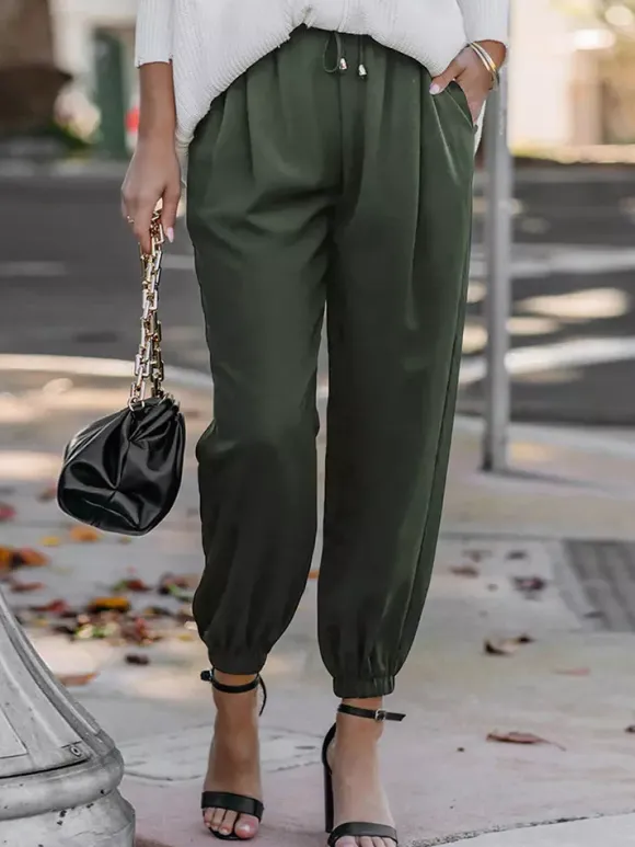 Pants Brick Red Lace Up Raised Waist Trousers