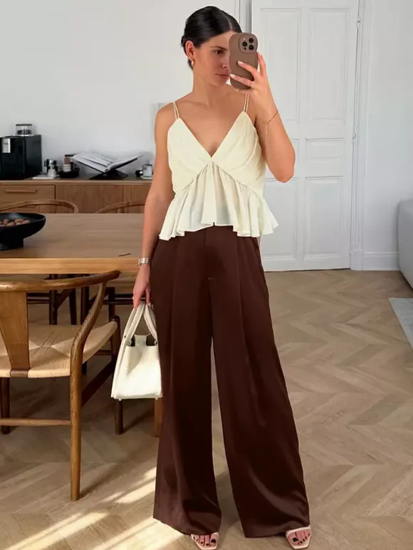 Pants Brown Raised Waist Trousers