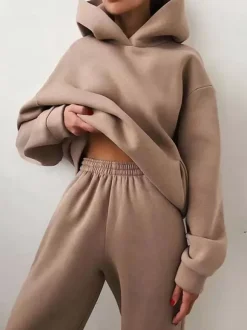 Pant Set Coffee Brown Field Athletic Two Pieces Sets