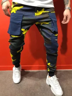 Pants For Men Casual Camouflage Yellow Men's Pants
