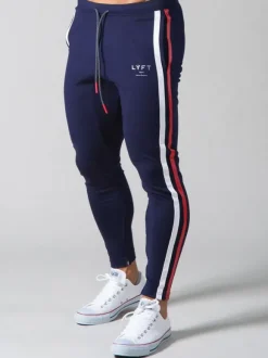 Pants For Men Casual Color Block Tapered Fit Sweatpants Dark Navy Sweatpants