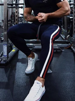 Pants For Men Casual Color Block Tapered Fit Sweatpants Dark Navy Sweatpants