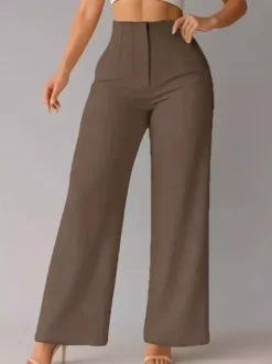 Pants Khaki Raised Waist Trousers