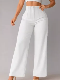 Pants Khaki Raised Waist Trousers