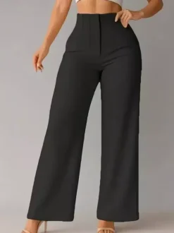 Pants Khaki Raised Waist Trousers