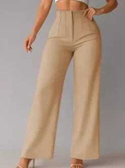 Pants Khaki Raised Waist Trousers