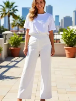Pants Khaki Raised Waist Trousers