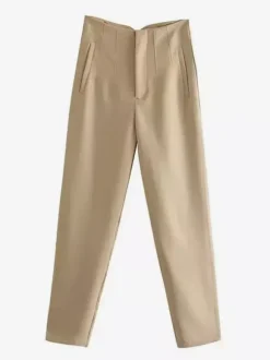 Pants Khaki Raised Waist Trousers
