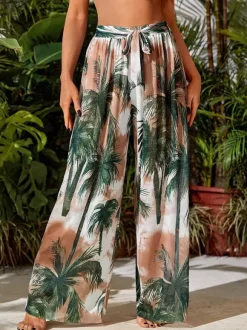 Pants Orange Red Raised Waist Trousers