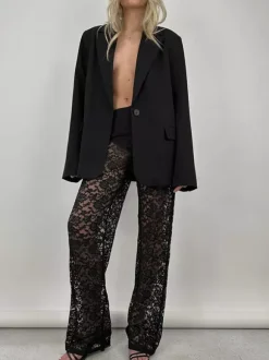 Pants White Lace Lace Natural Waist Straight Trousers