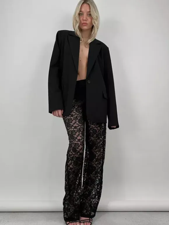 Pants White Lace Lace Natural Waist Straight Trousers