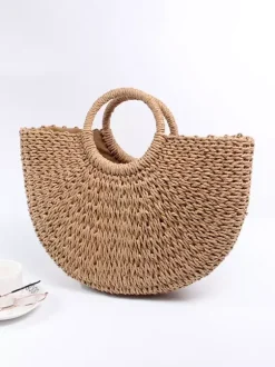 Paper Rope Woven Bag Casual Beach Handbag For Women 2026