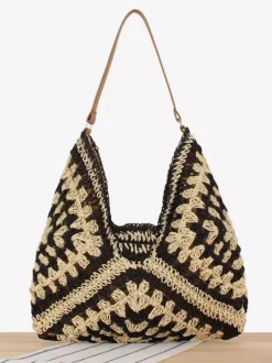 Paper Rope Woven Bag Large Capacity Vacation Shoulder Bag For Women 2026
