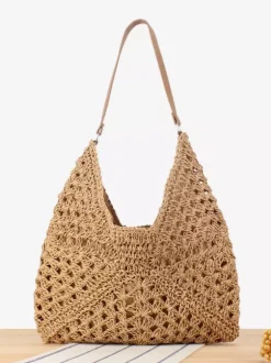 Paper Rope Woven Bag Large Capacity Vacation Shoulder Bag For Women 2026