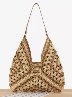 Paper Rope Woven Bag Large Capacity Vacation Shoulder Bag For Women 2026