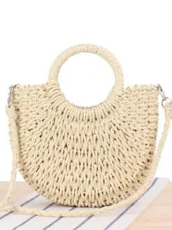 Paper Rope Woven Handbag Beach Vacation Crossbody Bag For Women 2026