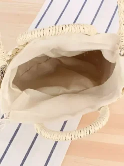 Paper Rope Woven Handbag Beach Vacation Crossbody Bag For Women 2026