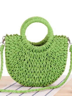 Paper Rope Woven Handbag Beach Vacation Crossbody Bag For Women 2026