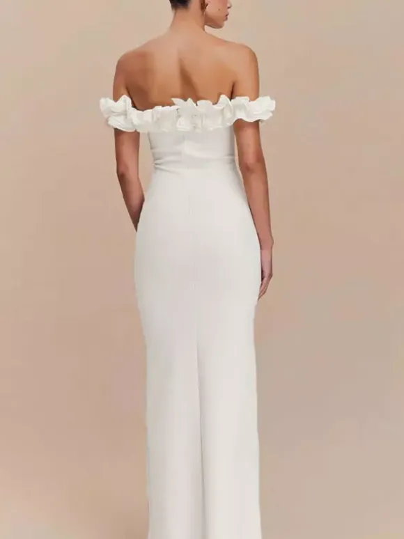 Party Dress Dresses Maxi Red Off-The-Shoulder Ruffles Chic Semi Formal Summer Dress