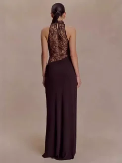 Party Dress Dresses Maxi Burgundy Lace Shaping Classic Semi Formal Dress