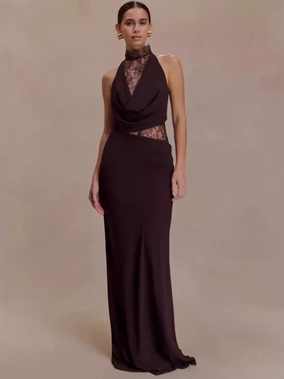 Party Dress Dresses Maxi Burgundy Lace Shaping Classic Semi Formal Dress