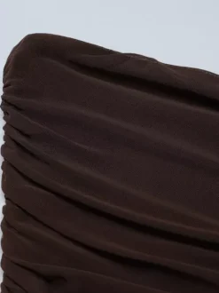 Party Dress Dresses Maxi Coffee Brown Strapless Pleated Sexy Semi Formal Summer Dress