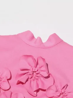 Party Dress Dresses Mini Pink Stand Collar Flowers Sleeveless Casual Semi Formal Dress