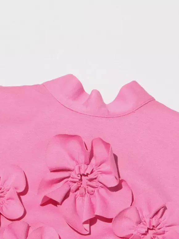 Party Dress Dresses Mini Pink Stand Collar Flowers Sleeveless Casual Semi Formal Dress