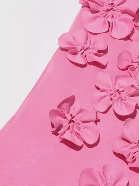Party Dress Dresses Mini Pink Stand Collar Flowers Sleeveless Casual Semi Formal Dress