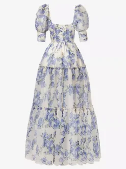Party Dress Floral Off The Shoulder Tiered A-Line Elegant Prom Maxi Folklore Dresses
