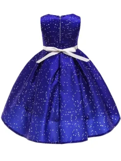 Party Dress For Christmas Green Polyester Fiber Floral Print Christmas Holidays Costumes Dress