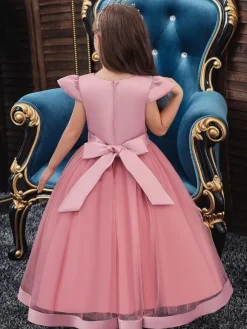 Party Dress For Christmas Red Polyester Fiber Sleeveless Christmas Holidays Princess Dress