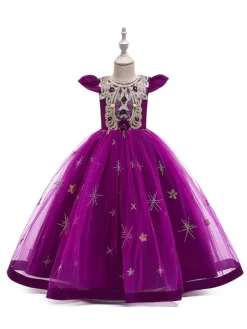 Party Dress For Christmas Red Polyester Fiber Sleeveless Christmas Holidays Princess Dress