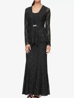 Party Dress For Mother Of The Bride Jewel Neck Long Sleeves Mermaid Lace Wedding Guest Dresses