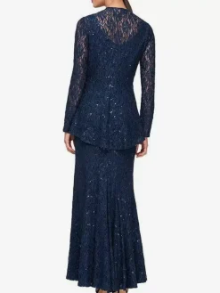 Party Dress For Mother Of The Bride Jewel Neck Long Sleeves Mermaid Lace Wedding Guest Dresses