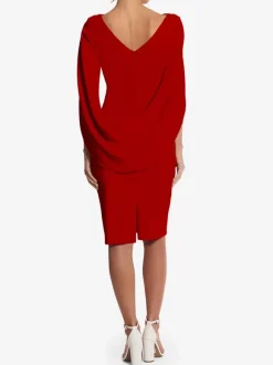 Party Dress For Mother Of The Bride V-Neck Sleeveless A-Line Pleated Knee-Length Wedding Guest Dresses