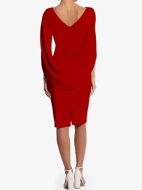 Party Dress For Mother Of The Bride V-Neck Sleeveless A-Line Pleated Knee-Length Wedding Guest Dresses