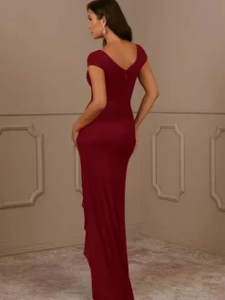 Party Dress For Mother Of The Bride V-Neck Short Sleeves Mermaid Pleated Guest Dresses For Wedding