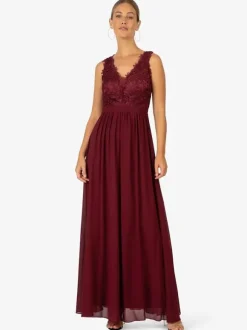 Party Dress For Mother Of The Bride V-Neck Sleeveless A-Line Lace Ankle-Length Guest Dresses For Wedding