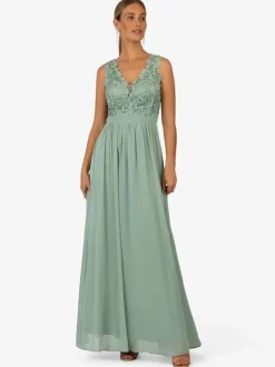 Party Dress For Mother Of The Bride V-Neck Sleeveless A-Line Lace Ankle-Length Guest Dresses For Wedding