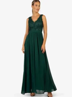 Party Dress For Mother Of The Bride V-Neck Sleeveless A-Line Lace Ankle-Length Guest Dresses For Wedding