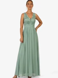 Party Dress For Mother Of The Bride V-Neck Sleeveless A-Line Lace Ankle-Length Guest Dresses For Wedding