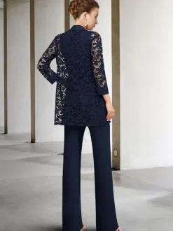 Party Dress For Mother Of The Bride Jewel Neck 3/4 Length Sleeves A-Line Lace Ankle-Length Guest Dresses For Wedding Free Customization