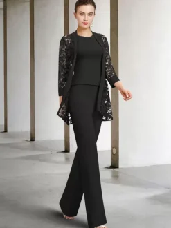 Party Dress For Mother Of The Bride Jewel Neck 3/4 Length Sleeves A-Line Lace Ankle-Length Guest Dresses For Wedding Free Customization