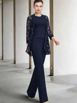 Party Dress For Mother Of The Bride Jewel Neck 3/4 Length Sleeves A-Line Lace Ankle-Length Guest Dresses For Wedding Free Customization