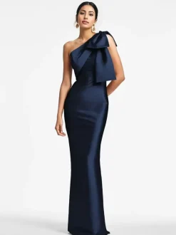 Party Dress For Mother Of The Bride One-Shoulder Bows Floor-Length Mermaid Guest Dresses For Wedding