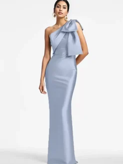 Party Dress For Mother Of The Bride One-Shoulder Bows Floor-Length Mermaid Guest Dresses For Wedding
