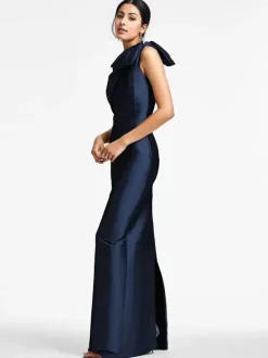 Party Dress For Mother Of The Bride One-Shoulder Bows Floor-Length Mermaid Guest Dresses For Wedding