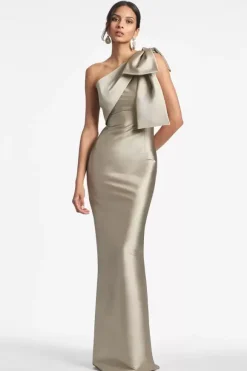 Party Dress For Mother Of The Bride One-Shoulder Bows Floor-Length Mermaid Guest Dresses For Wedding
